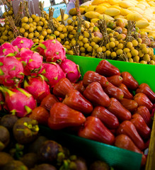 Fruits and berries in the Thai street market.