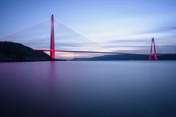 Fotobehang New bridge of Istanbul, Yavuz Sultan Selim Bridge with long exposure. © murattellioglu