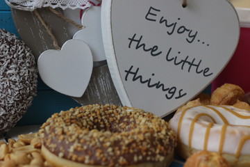 donuts and coffee, enjoy the little things, lovely, sweet, donut with jelly, donut with chocolate, donut with hasels, caramel donut, sweet break,