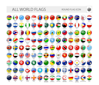 Round World Flags Vector Collection
