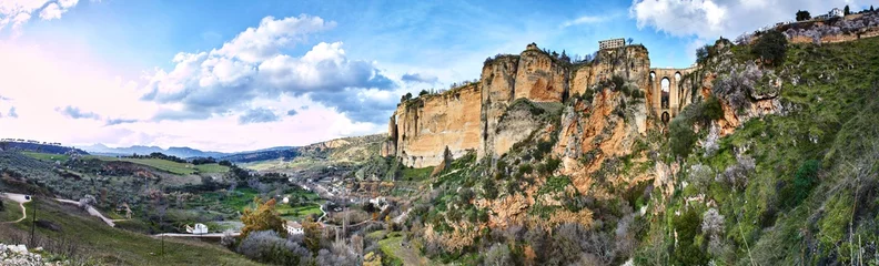 Kunstfelldecke mit Foto Ronda Puente Nuevo Ronda und das Tal, Panorama
