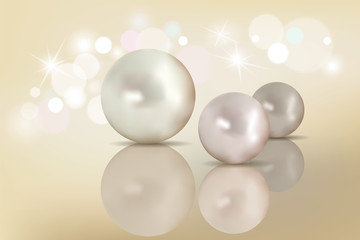 Pearls set isolated on background. Beautiful shiny natural pearls. Nacreous and iridescent. With transparent glares and highlights for decoration. for your design