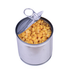canned food maize isolated over white