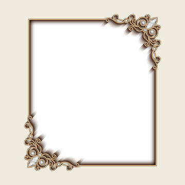 Vintage gold photo frame with jewelry corner decoration