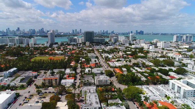 Aerial travel video Miami Beach 16th Street Florida