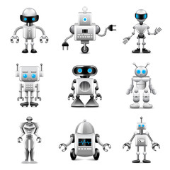 Robots icons vector set