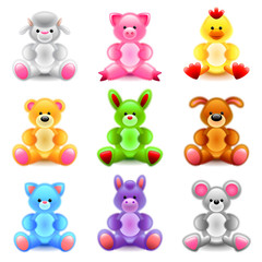 Obraz premium Soft toys icons vector set