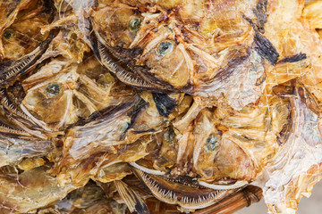 Fototapeta premium picture of put down dried monkfishes
