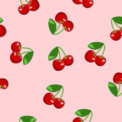 Background with cherry. Seamless. Summer, fruit. Vector illustration.