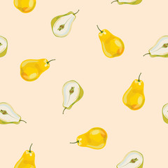 Background with pear. Seamless. Summer, fruit. Vector illustration.