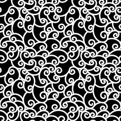 Pattern illustration of seamless black-and-white spirals