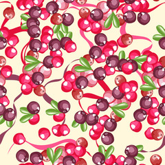 the berries and ribbons.seamless pattern