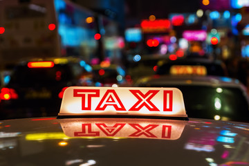 taxi sign of a Hongkong taxi at night