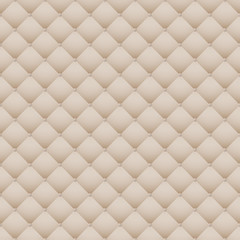 Beige leather upholstery vector seamless pattern, render. Quilted leather texture. Can be used in web design and graphic design as a light monotone background.