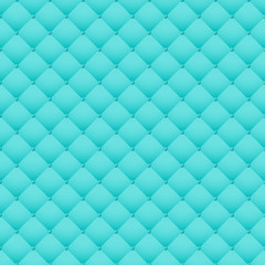 Turquoise leather upholstery vector seamless pattern, render. Quilted leather texture. Can be used in web design and graphic design.
