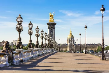 Fotobehang Pont Alexandre III Pont Alexandre III Bridge &amp  Hotel des Invalides, Parijs, Frankrijk