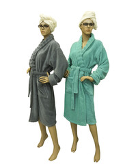 Two female mannequins wearing bathrobe