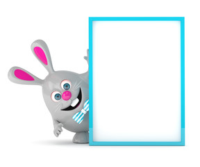 3d rendering of Easter bunny holding board