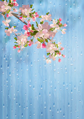 Spring Flowers Rain Vector