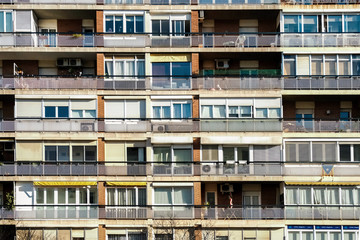 Fototapeta na wymiar windows of building. apartments in Barcelona.