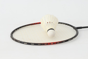Badminton rackets on a white background