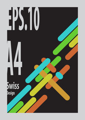 Swiss Design 's Compostion colorful with black background and gray frame.