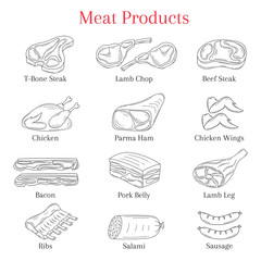 Vector illustration of meat products