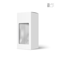 White vector product package box with window