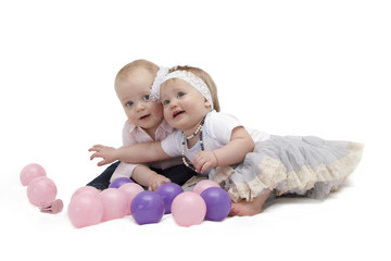 Love story of two little kids. Concept for post card