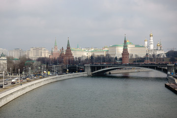 Moscow Kremlin, View from Patriarshy Bridge.