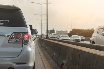 traffic jam with row of cars
