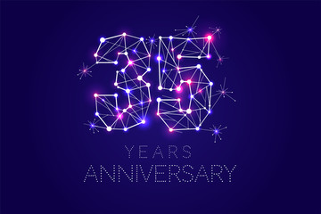 Fototapeta premium Anniversary design. Abstract form with connected lines and light dots
