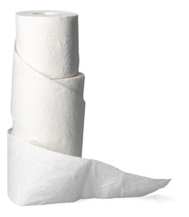 toilet paper close-up isolated on white background