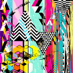 abstract background, with triangles, stripes, strokes and splashes - obrazy, fototapety, plakaty