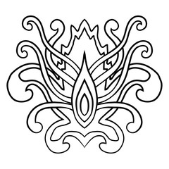 Ethnic abstract pattern. Vector illustration isolated on white background for tattoo designs or wallpapers.