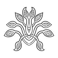 Ethnic abstract pattern. Vector illustration isolated on white background for tattoo designs or wallpapers.