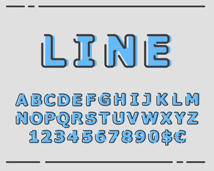 Vector trendy flat font with abstract lines.