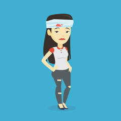 Woman with injured head vector illustration.