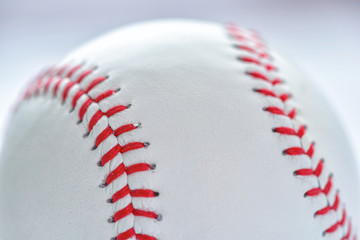 Close up of a baseball threads with copy space background