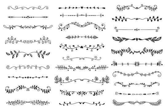 Vector collection of hand drawn borders in sketch style