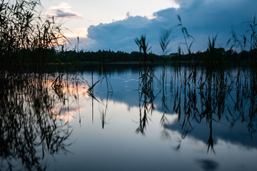 sunset over the river Daugava