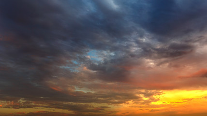 sunset sky with clouds and golden light, sunset sky gradient background