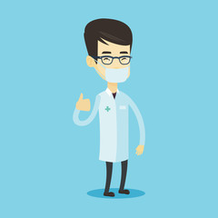 Doctor giving thumbs up vector illustration.