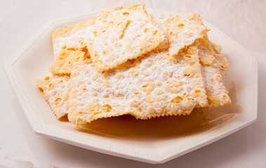 Crostoli, typical Italian sweet.