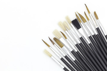 paint brushes on white background.