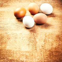 Easter background with eggs and copyspace.