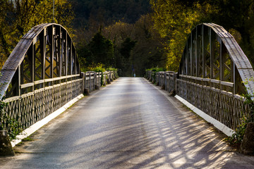 Old steel bridge near Siena, Italy