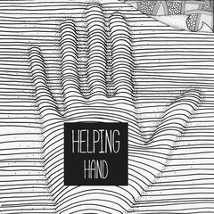 Helping hand. Artistically pattern with hand.