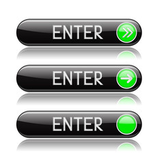 Black ENTER buttons with green tags and reflection