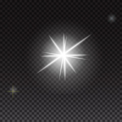 Glowing lights and stars on transparent background